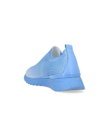 360 degree animation of product Blue knitted runner trainers frame-7