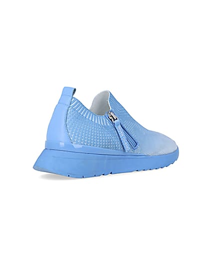 360 degree animation of product Blue knitted runner trainers frame-12