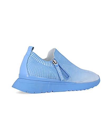 360 degree animation of product Blue knitted runner trainers frame-13