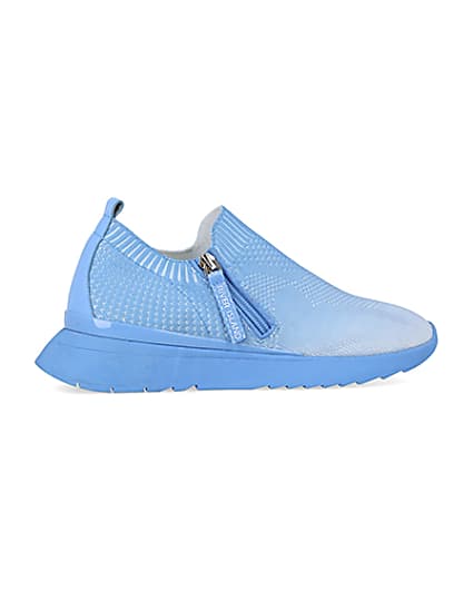 360 degree animation of product Blue knitted runner trainers frame-14
