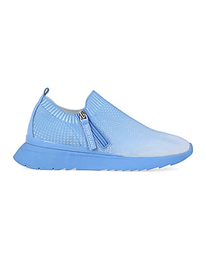 360 degree animation of product Blue knitted runner trainers frame-15