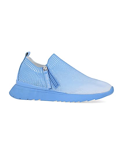360 degree animation of product Blue knitted runner trainers frame-16