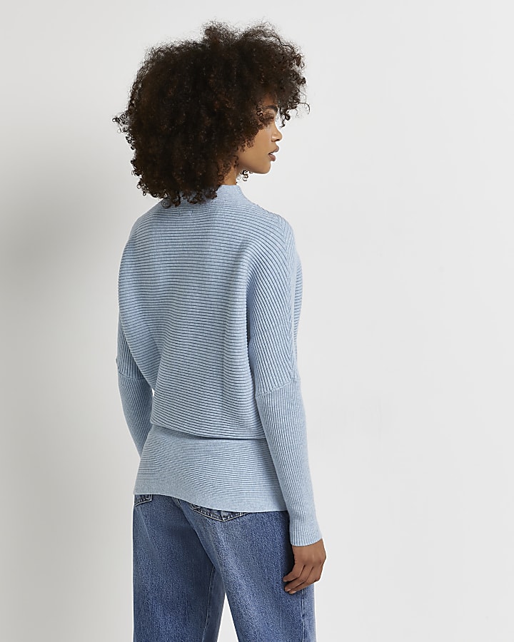 Blue knitted slouch jumper