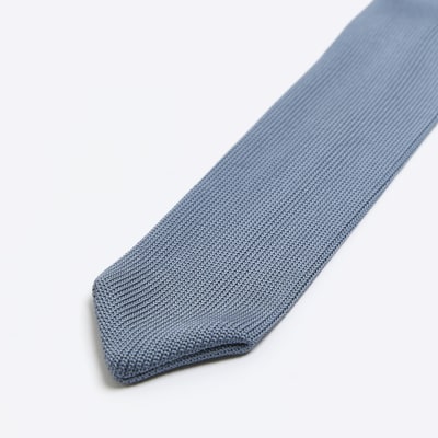 Blue knitted tie River Island