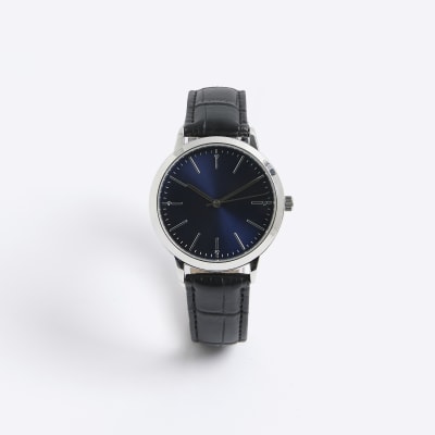 Blue Leather Strap Watch