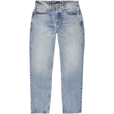 Blue light wash Dean straight fit jeans | River Island