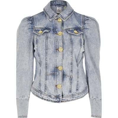 jean jacket with gold buttons