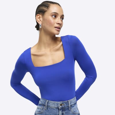 Blue long sleeve bodysuit | River Island