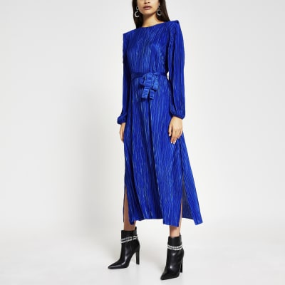 river island velvet plisse midi dress