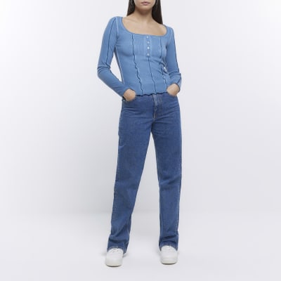 Blue long sleeve top
