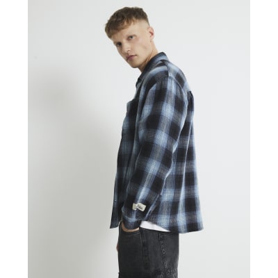 Blue Loose Fit Check Shirt