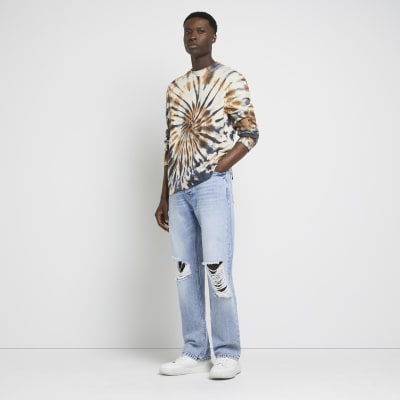 Blue loose fit ripped jeans River Island