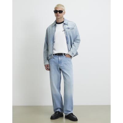 Blue Loose Fit Washed Jeans