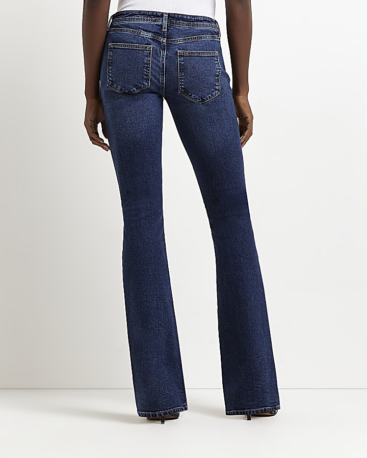 Blue low rise flared jeans
