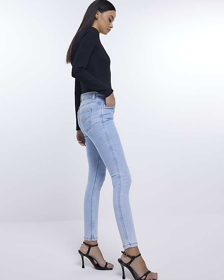 Blue low rise skinny jeans