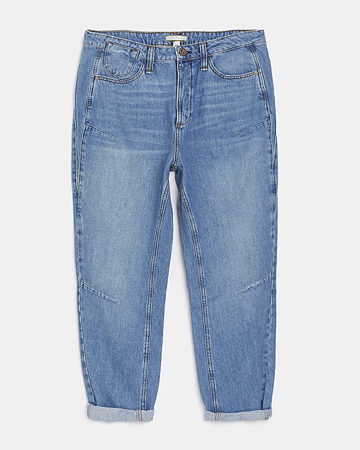 Blue low rise tapered jeans