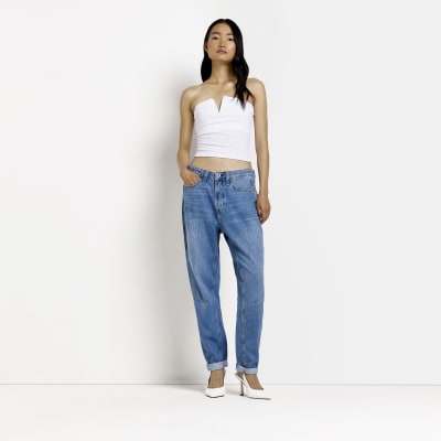 River Island Tall - Jeans skinny a vita alta con bottoni bianchi