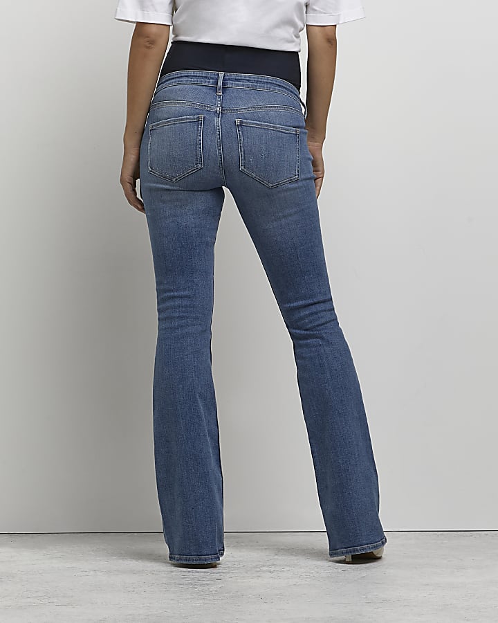 Blue maternity flared jeans