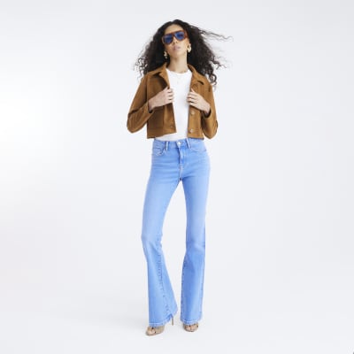 Blue Mid Rise Bootcut Jeans