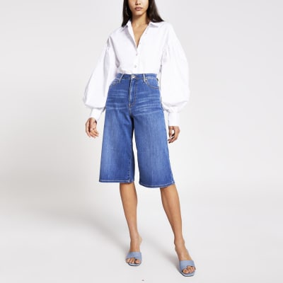 mid rise culotte jeans