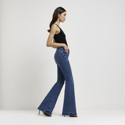 mid rise stretch flare jeans