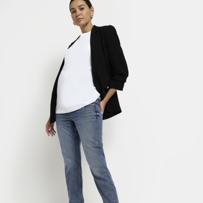Blue mid rise maternity mom jeans River Island