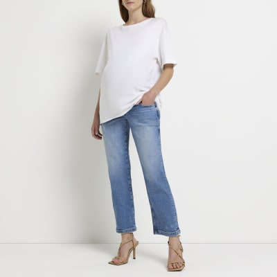 blue mid rise jeans