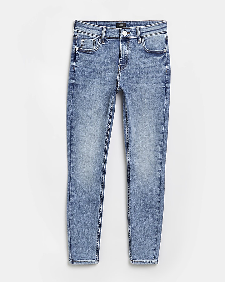 Blue mid rise skinny jeans
