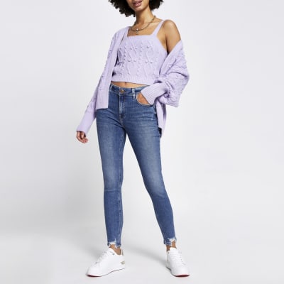 blue mid rise jeans