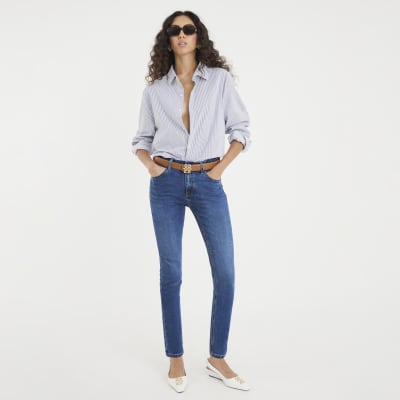 Blue Mid Rise Skinny Jeans