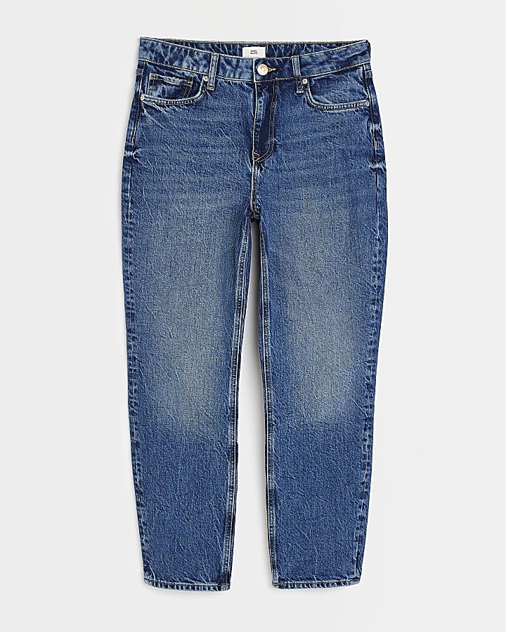 Blue mid rise slim fit jeans