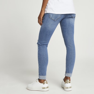 Blue Molly rip overbump maternity jeggings