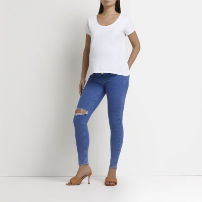 New Look Maternity over bump ripped jeans in light blue, ASOS, 50 Stylish  Maternity Pieces From ASOS — All Under £50