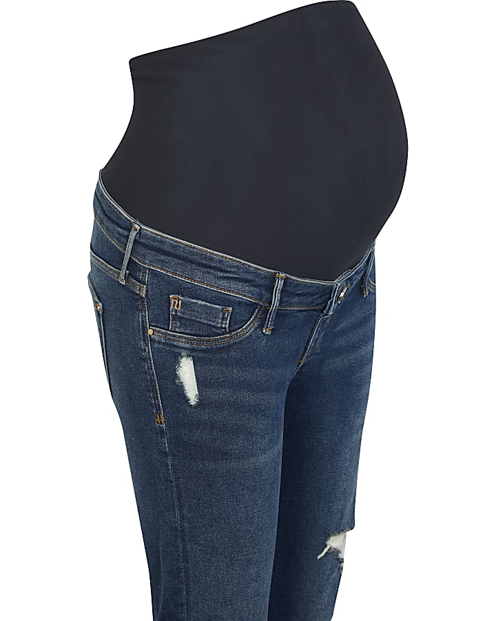 Blue Molly ripped maternity skinny jeans