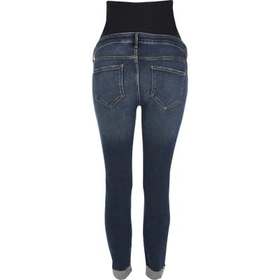 Blue Molly ripped maternity skinny jeans River Island