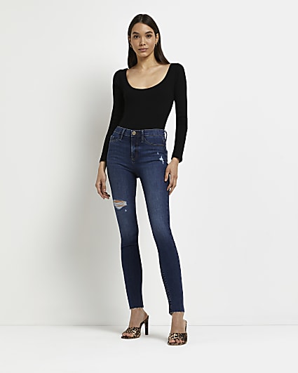 Blue Molly ripped mid rise jeans