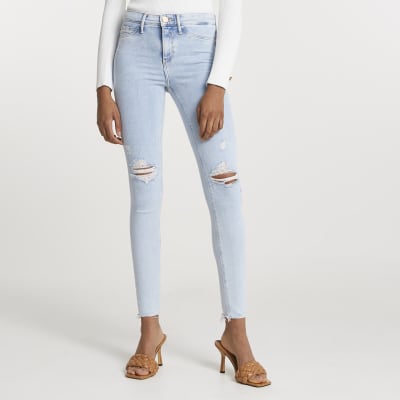 Blue Molly ripped mid rise jeans