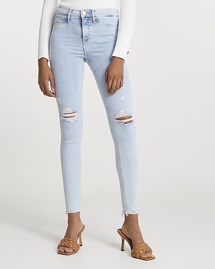 Blue Molly ripped mid rise skinny jeans