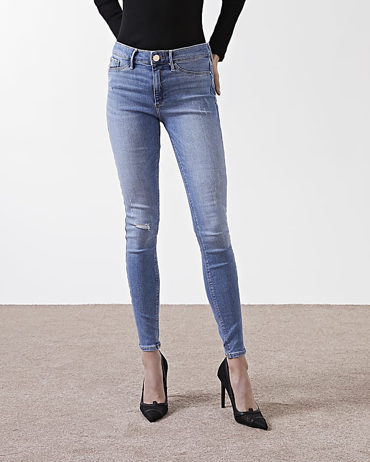 Blue Molly ripped mid rise skinny jeans