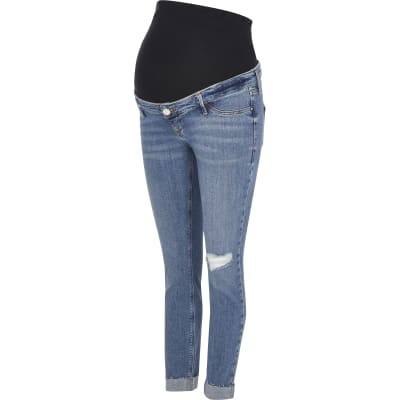 Blue Molly ripped skinny maternity jeans River Island