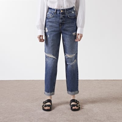 Blue Mom high rise boyfriend jeans