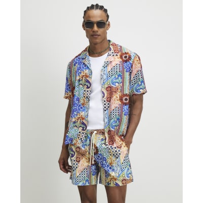 Blue Mosaic Print Shirt