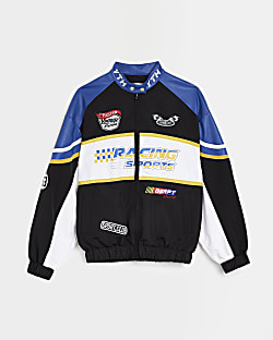 Blue motocross colour block Jacket
