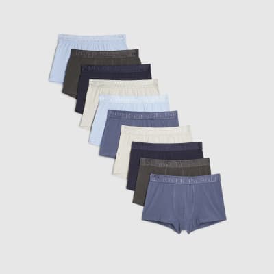 Blue Multicoloured Jacquard Pack Of 10 Trunks
