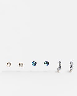 Blue Multipack of 3 Crystal Earrings