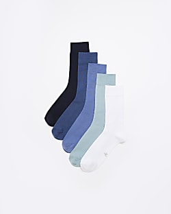 Blue multipack of 5 ankle socks
