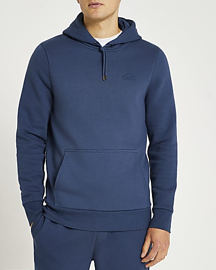 Blue muscle fit hoodie
