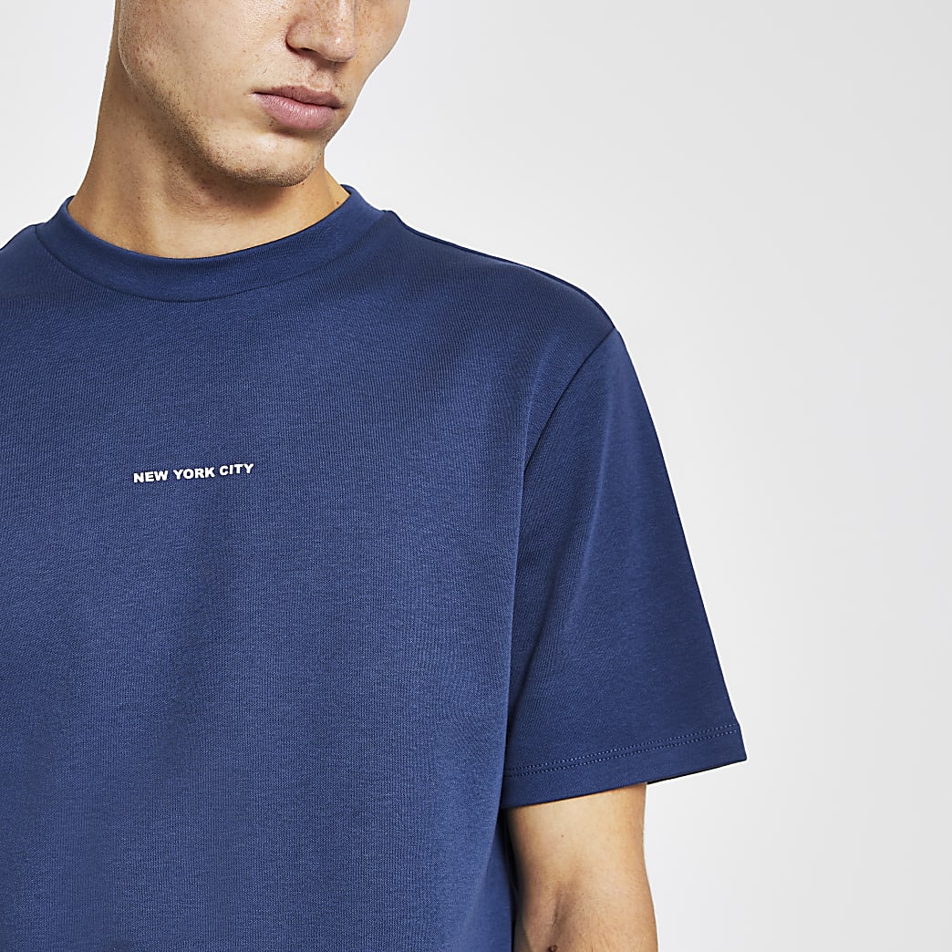 Blue 'New York City' regular fit t-shirt | River Island