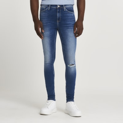 dark blue super skinny jeans mens