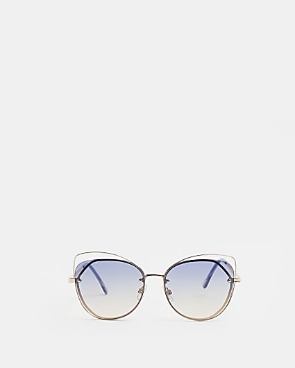 Blue ombre tinted cat eye sunglasses